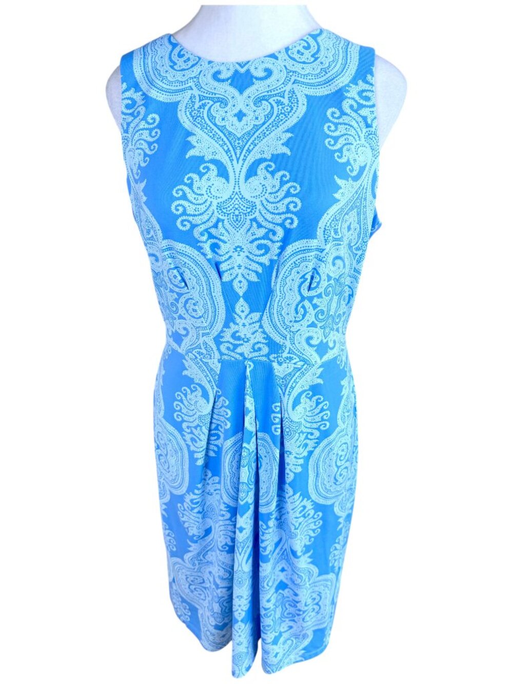 J. McLaughlin Sleeveless Dress Blue Regency Pattern Catalina (L)